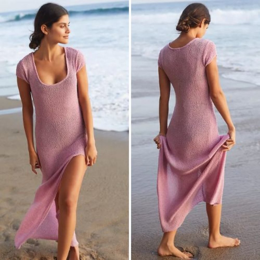 NWT L*Space Anthropologie Knit Swim Coverup Maxi Dress